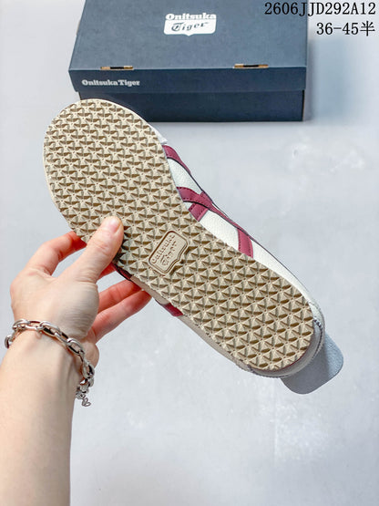 Onitsuka Tiger Mexico 66 Deluxe Sneakers in Cream and Burgundy