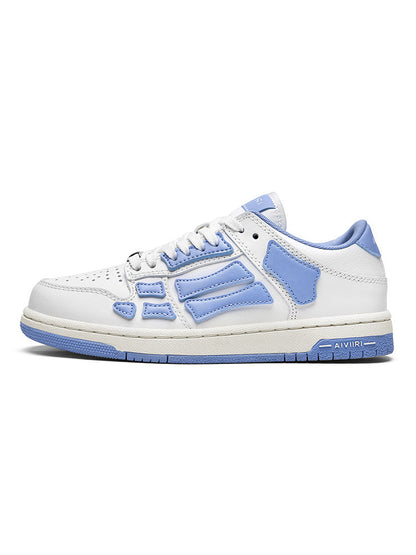 AIVIR White and Light Blue Low-Top Sneakers