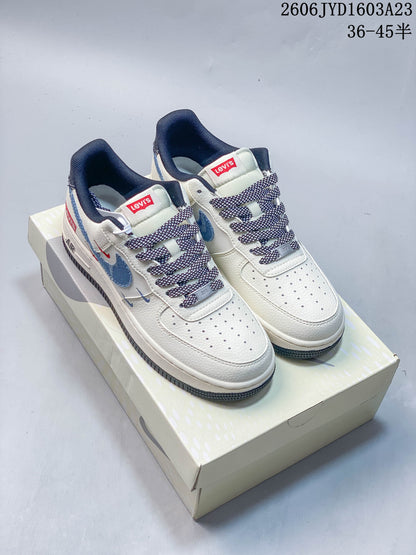 Nike Air Force 1 '07 Low Off-White and Blue Sneakers
