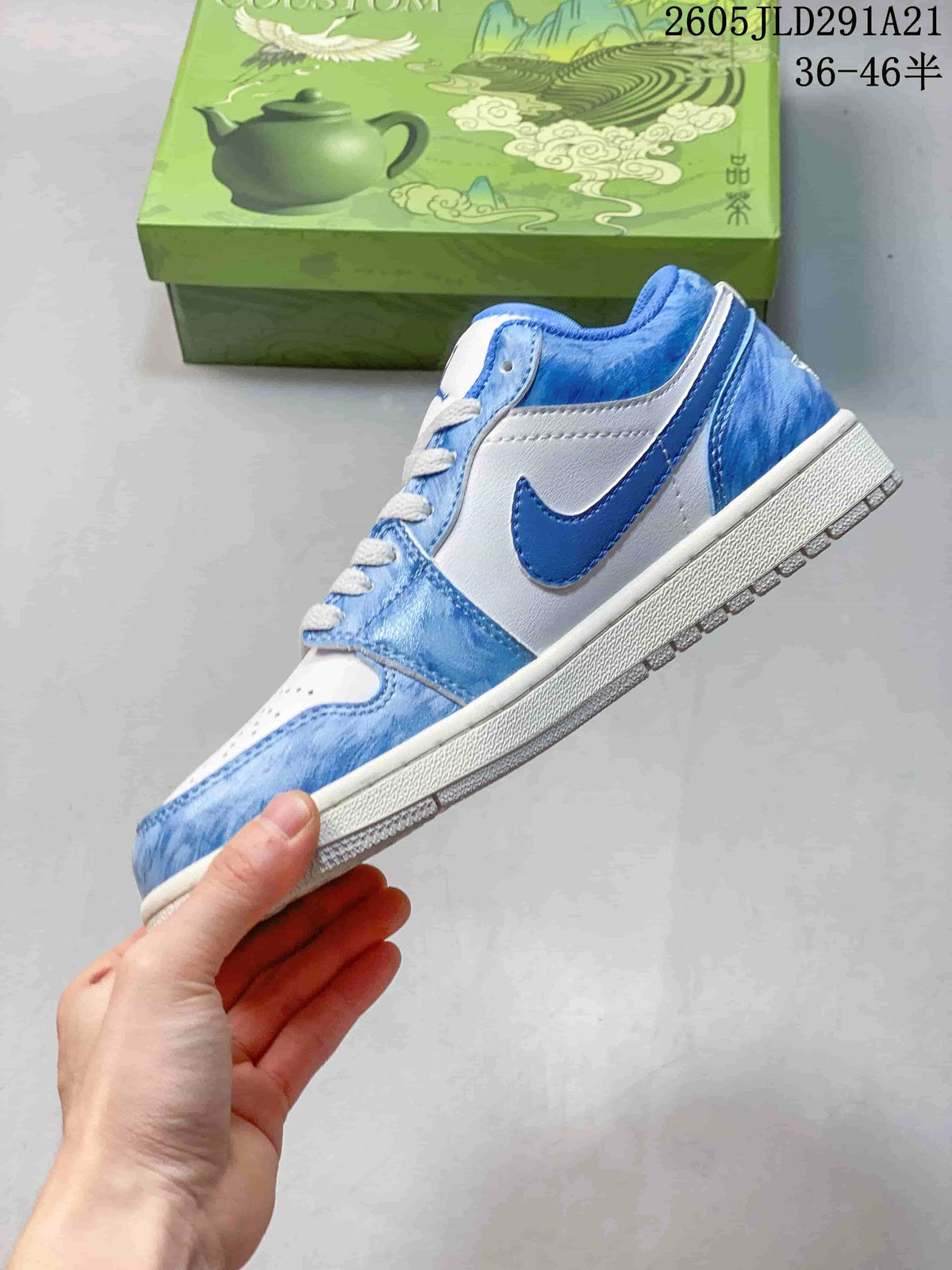 Jordan Air Jordan 1 Low Blue and White Sneakers