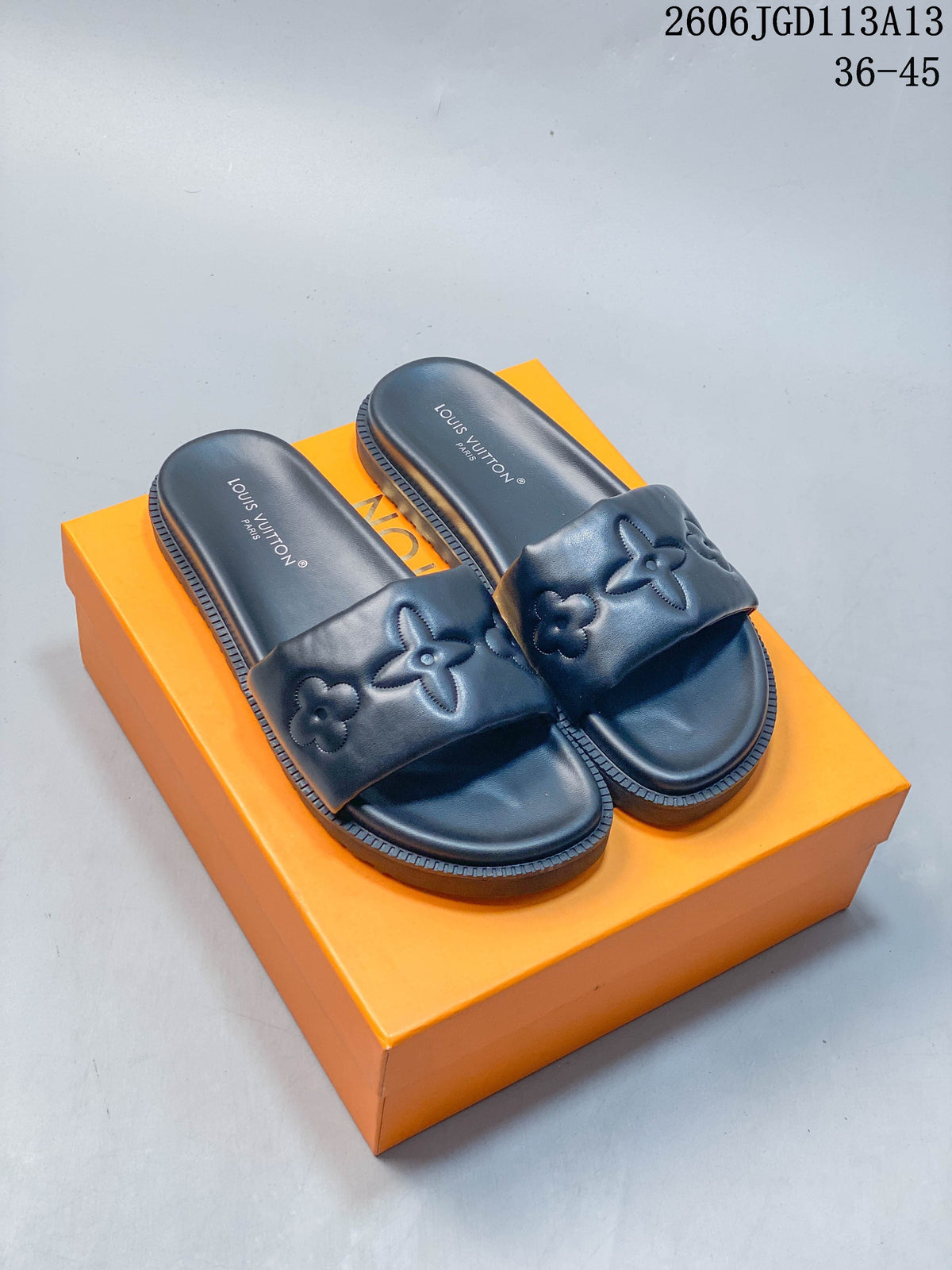 Louis Vuitton Embossed Floral Slide Sandals