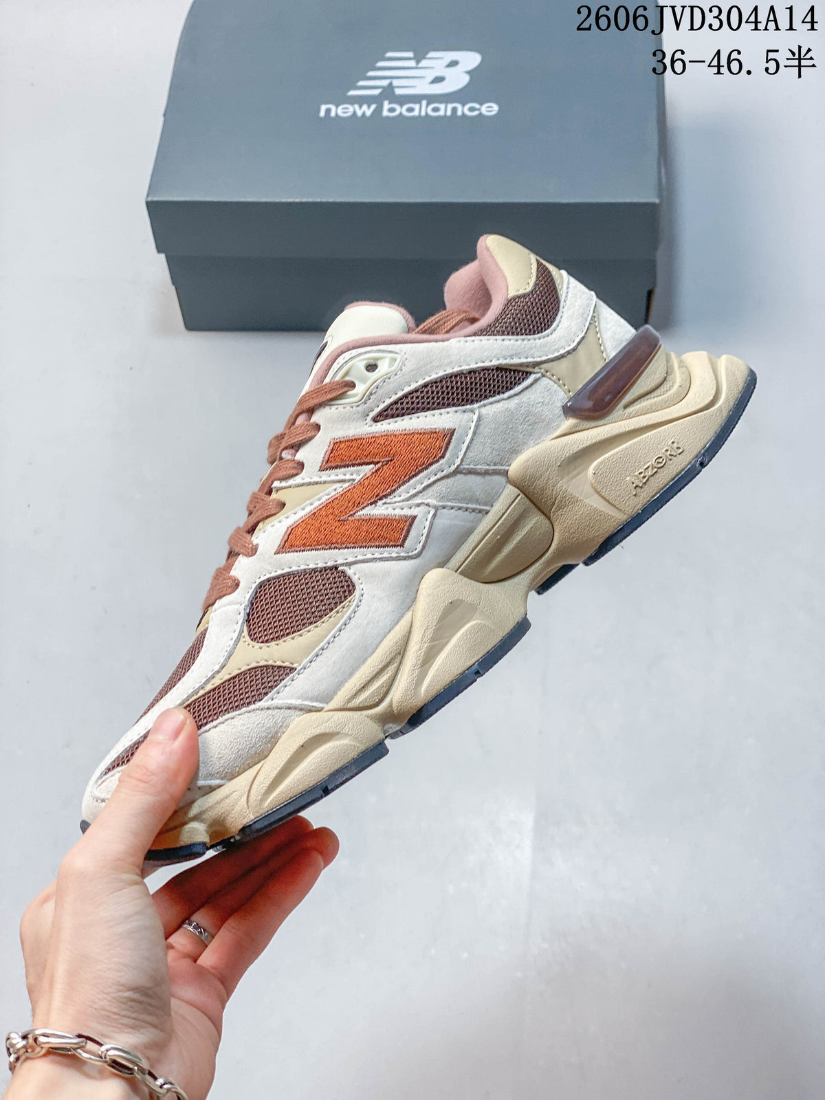 New Balance 9060 Sneakers in Cream, Brown and Pink