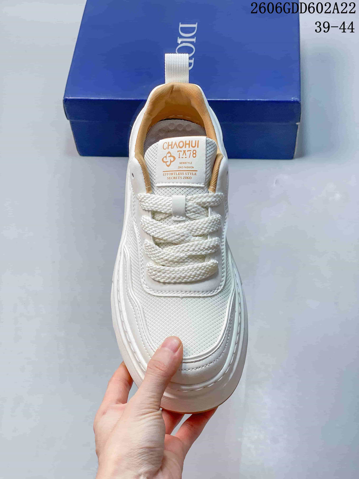 White Low-Top Sneakers with Mesh Panels and Gum Sole