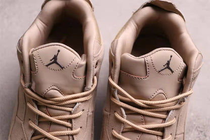 Top view of the padded tongues, Jordan tongue logos, and lace arrangement.
