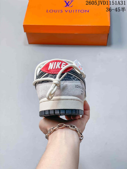 Nike SB Dunk Low White and Navy Custom Sneakers