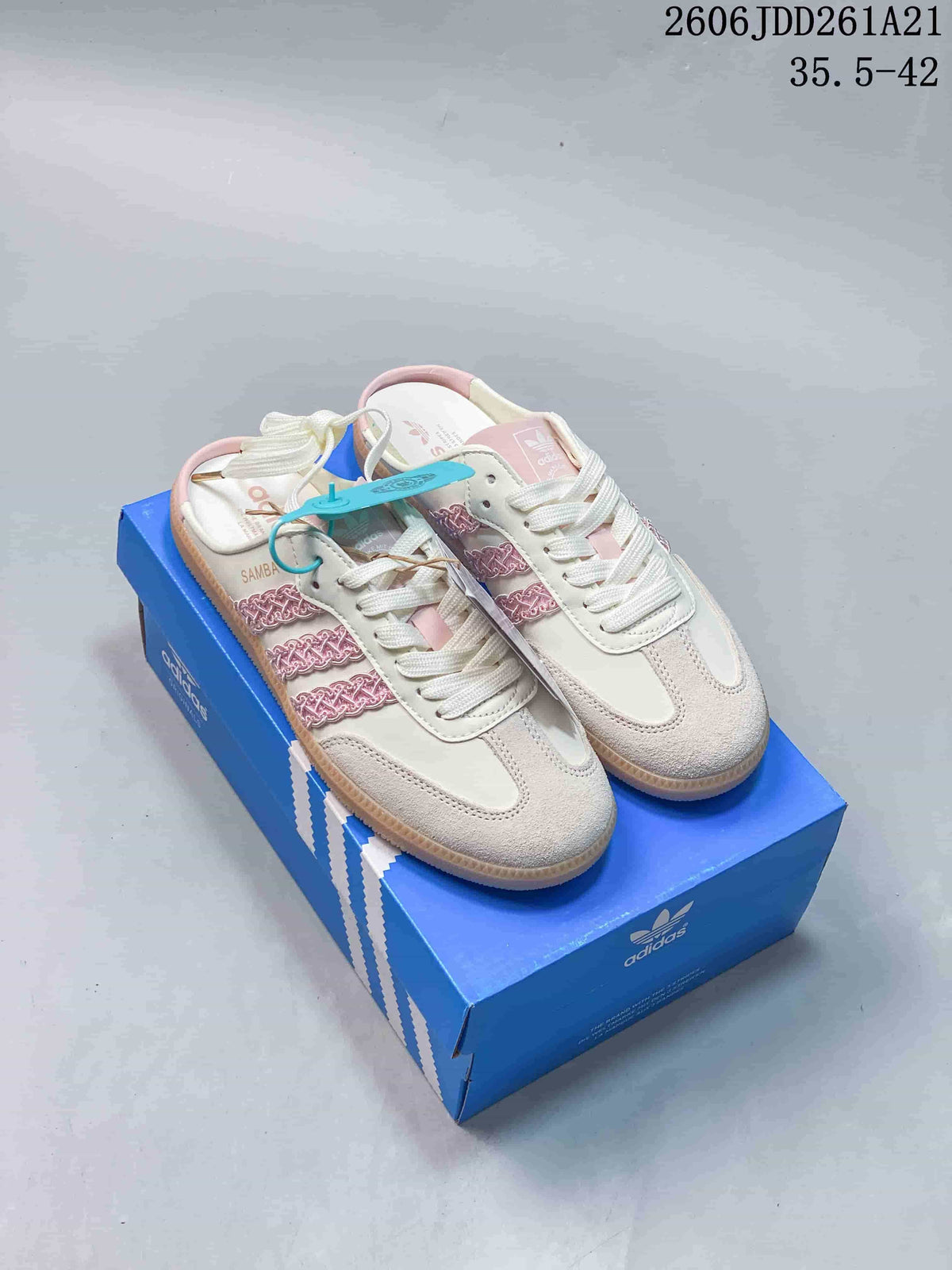 adidas Samba Mule Sneakers in Cream and Pink