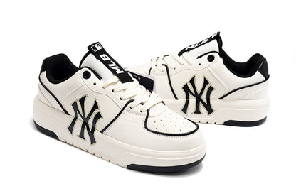 MLB New York Yankees White and Black Low-Top Sneakers