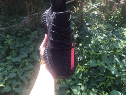 Yeezy Boost 350 V2 Black and Bright Coral Sneakers