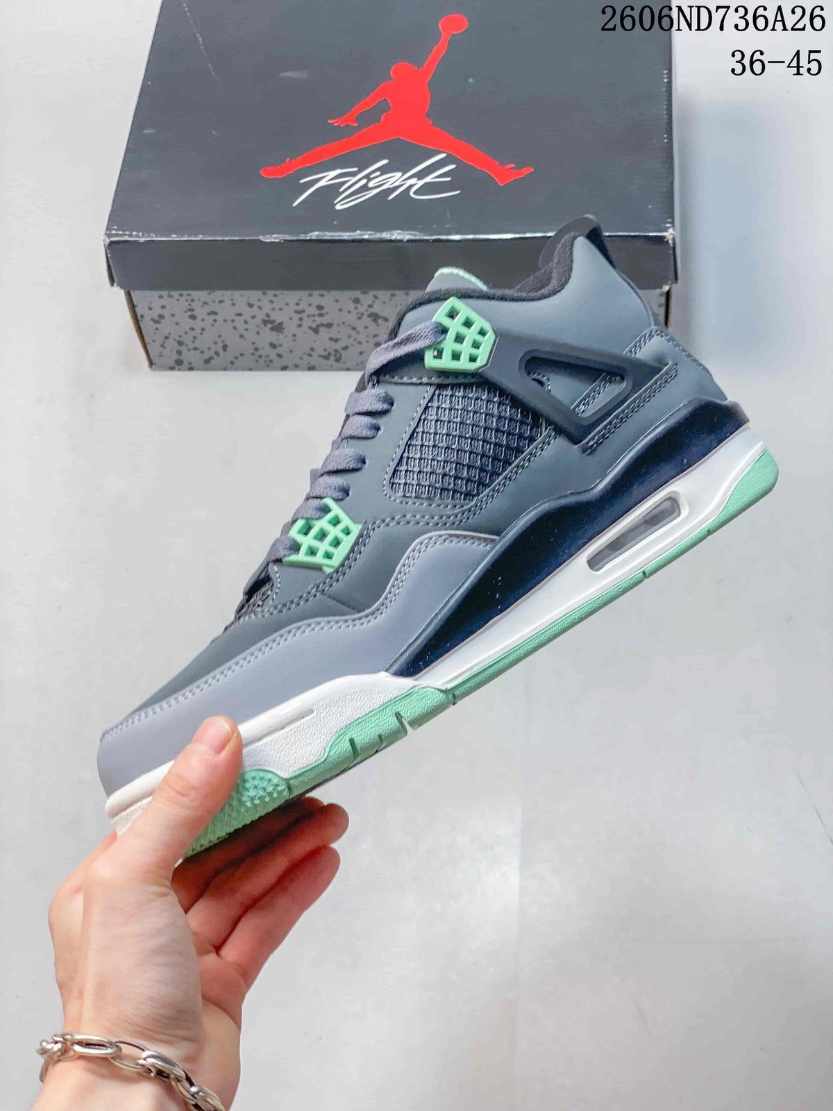 Jordan Air Jordan 4 Retro High-Top Sneakers in Grey and Mint