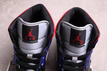 Top view of the padded tongues showing black tongue labels with red Jumpman and AIR details.