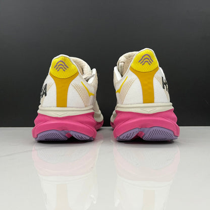 HOKA Clifton 9 Running Shoes in Ivory and Pink