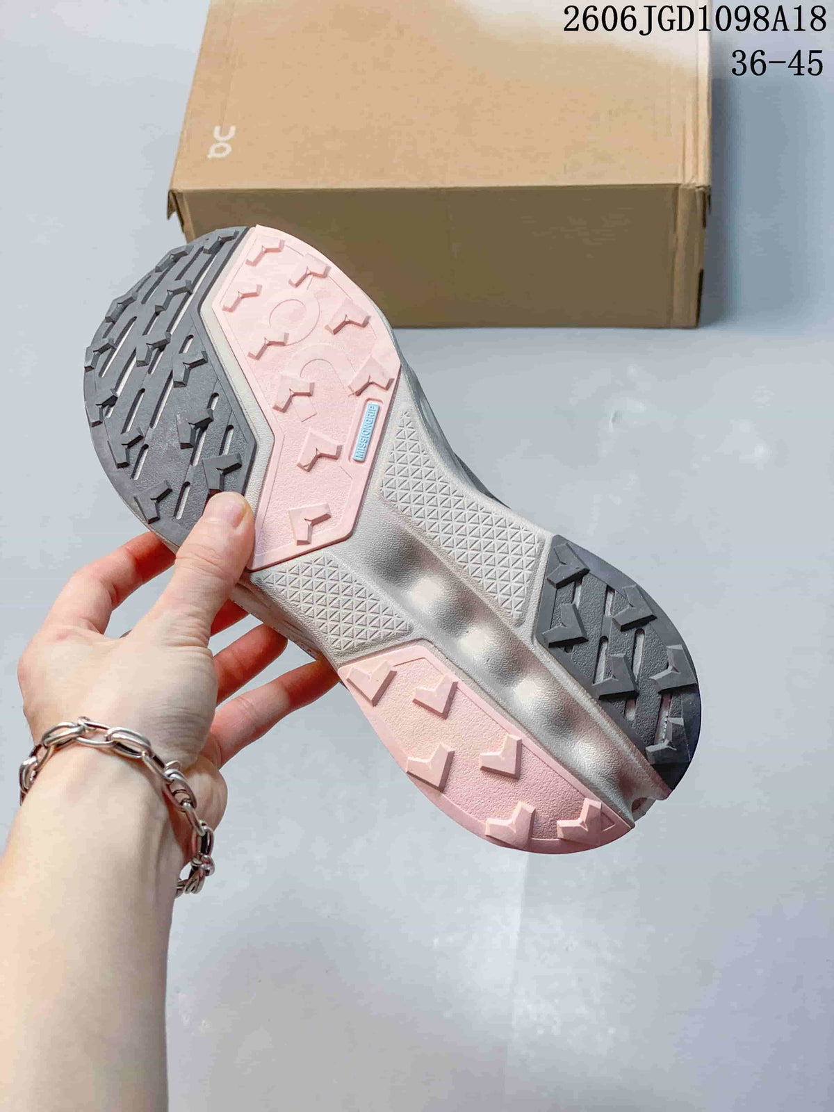 On Cloudmonster 3 Running Sneakers, Gray and Pink