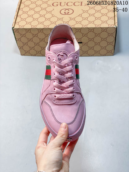 Gucci Pink Retro Low-Top Sneakers with Web Stripe 2606HXD1820A10