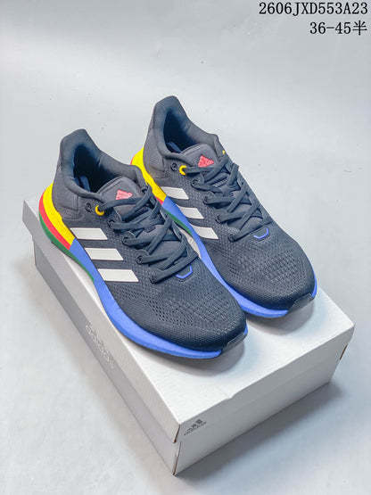Adidas PureBoost 21 Running Shoes, Charcoal with Multicolor Sole