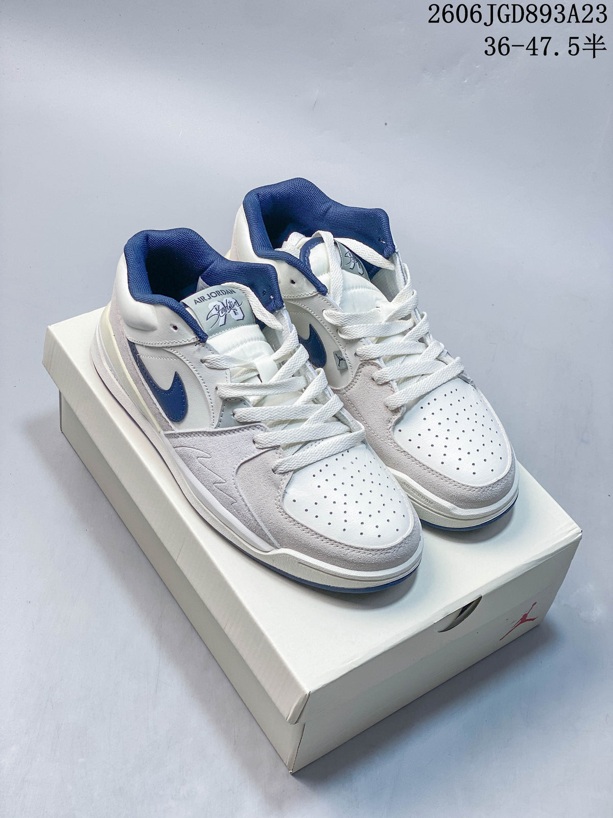 Jordan Stadium 90 White and Blue Sneakers