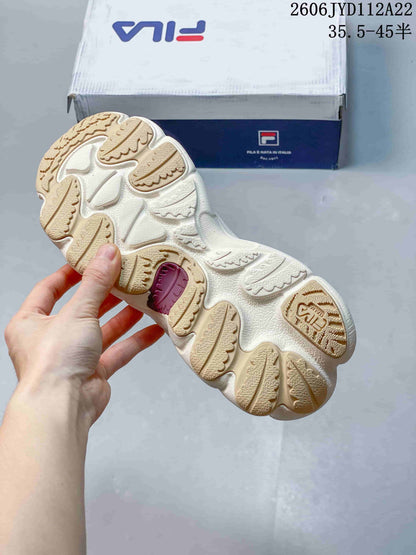 FILA 612520ASUOI Retro Lace-Up Sneakers, Cream and Burgundy