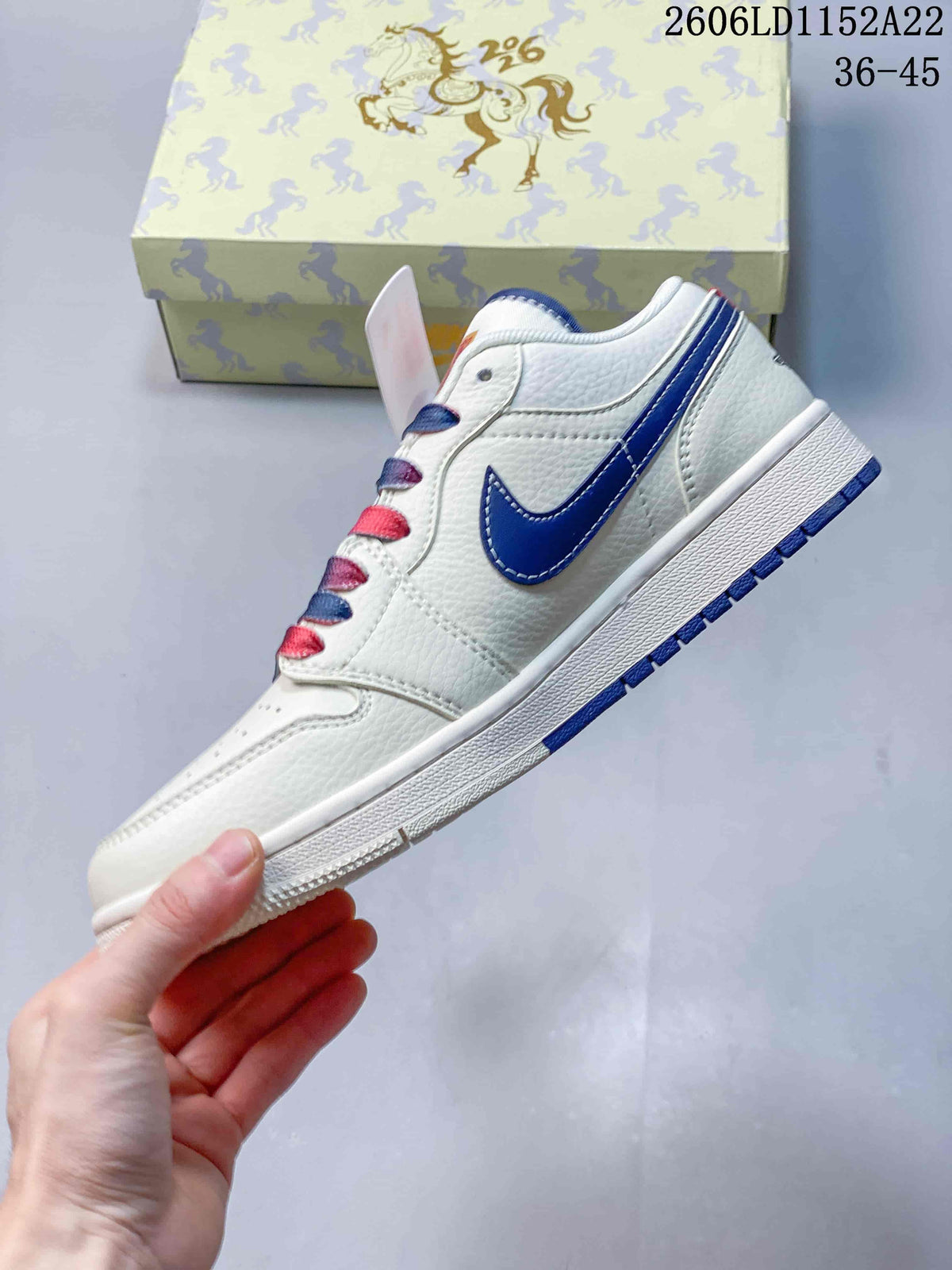 Nike Air Jordan 1 Low White Blue Red Sneakers