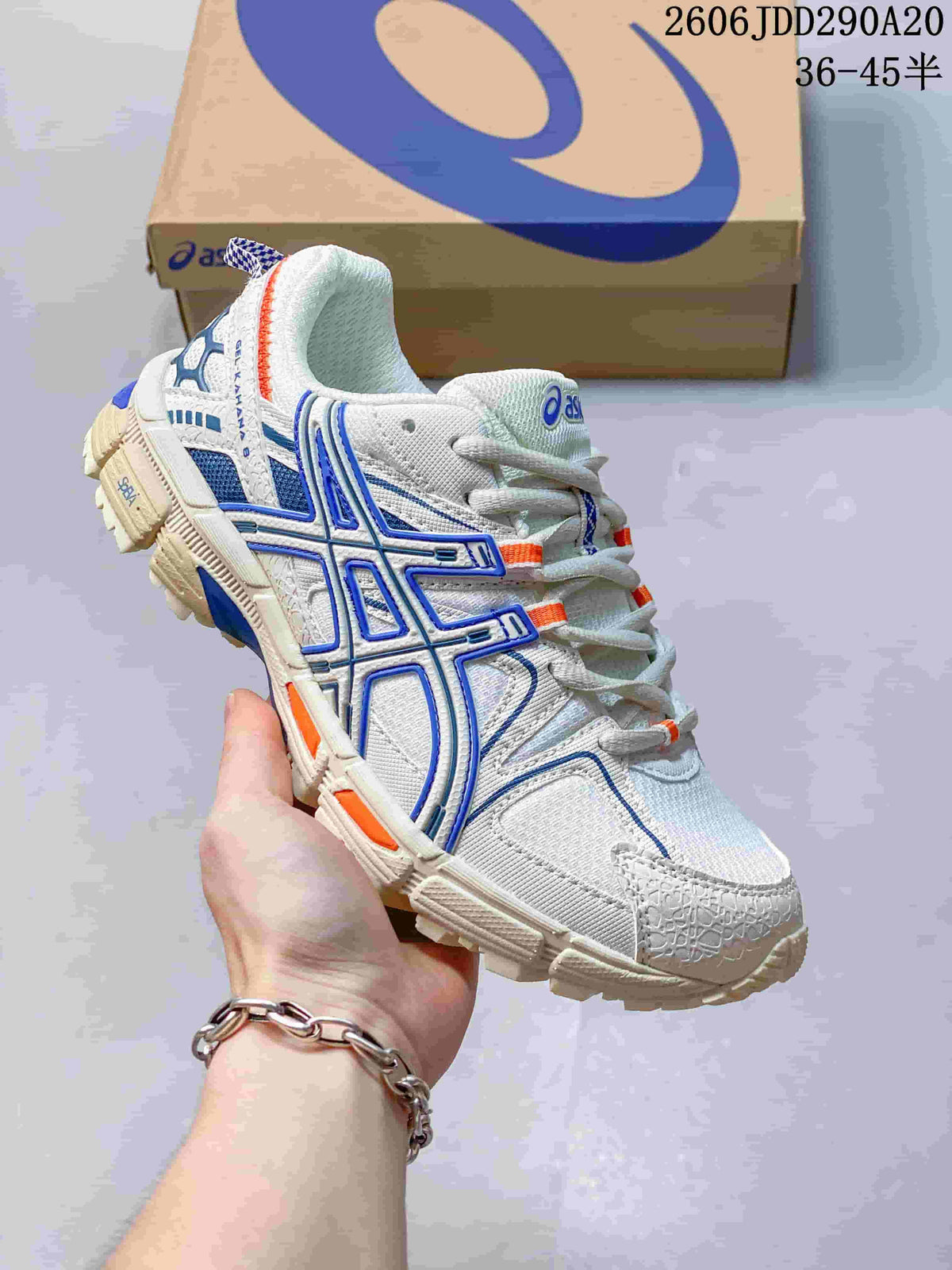 ASICS Gel-Kahana 8 Trail Sneakers, White and Blue