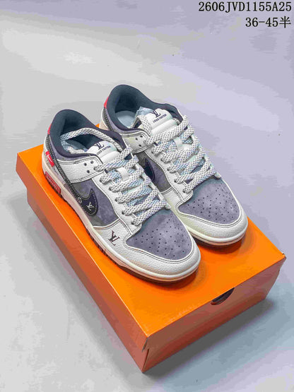 Nike SB Dunk Low Pro Sneakers in Gray and White