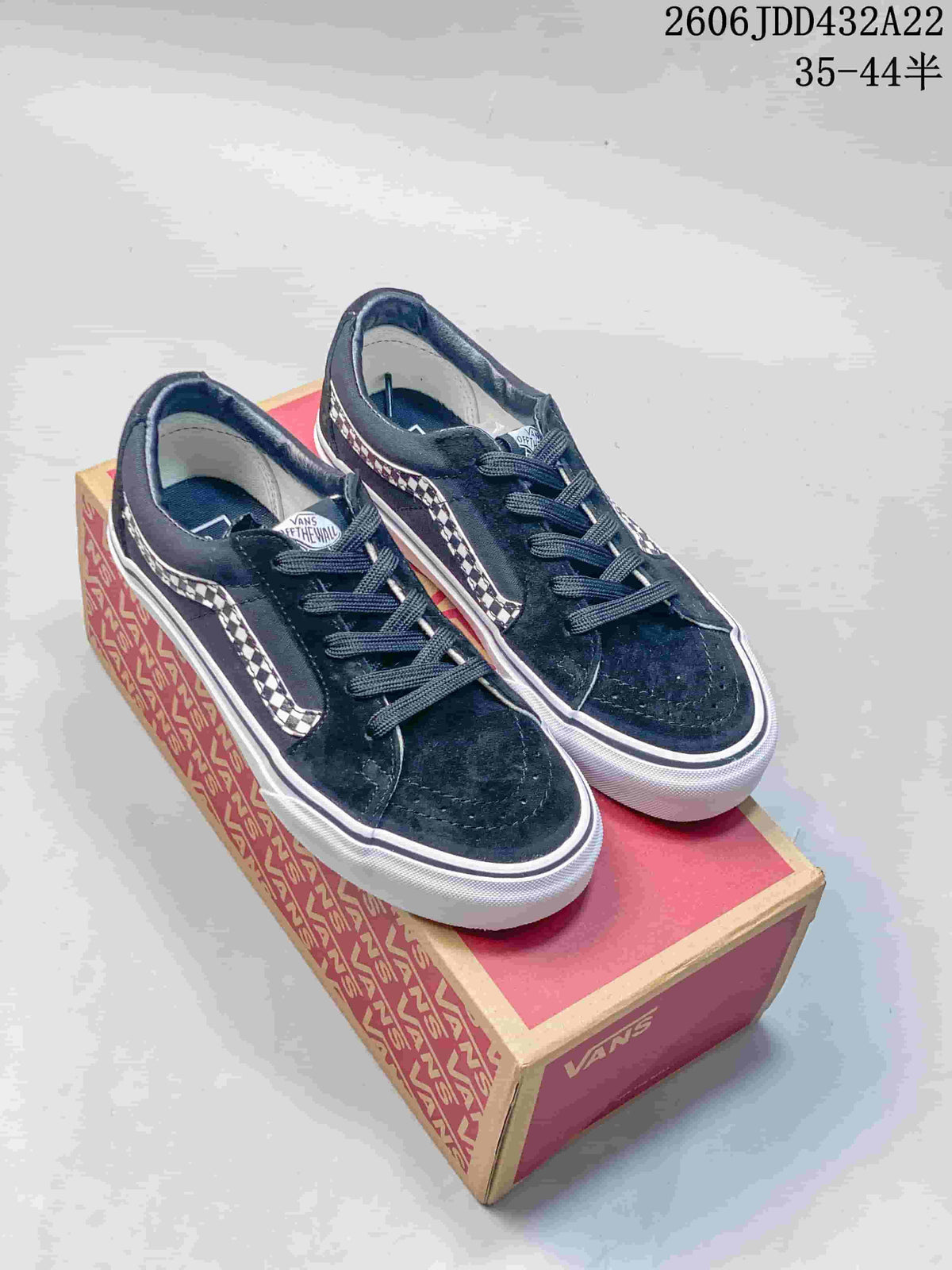 Vans SK8-Low Black Sneakers with Checkerboard Side Stripe