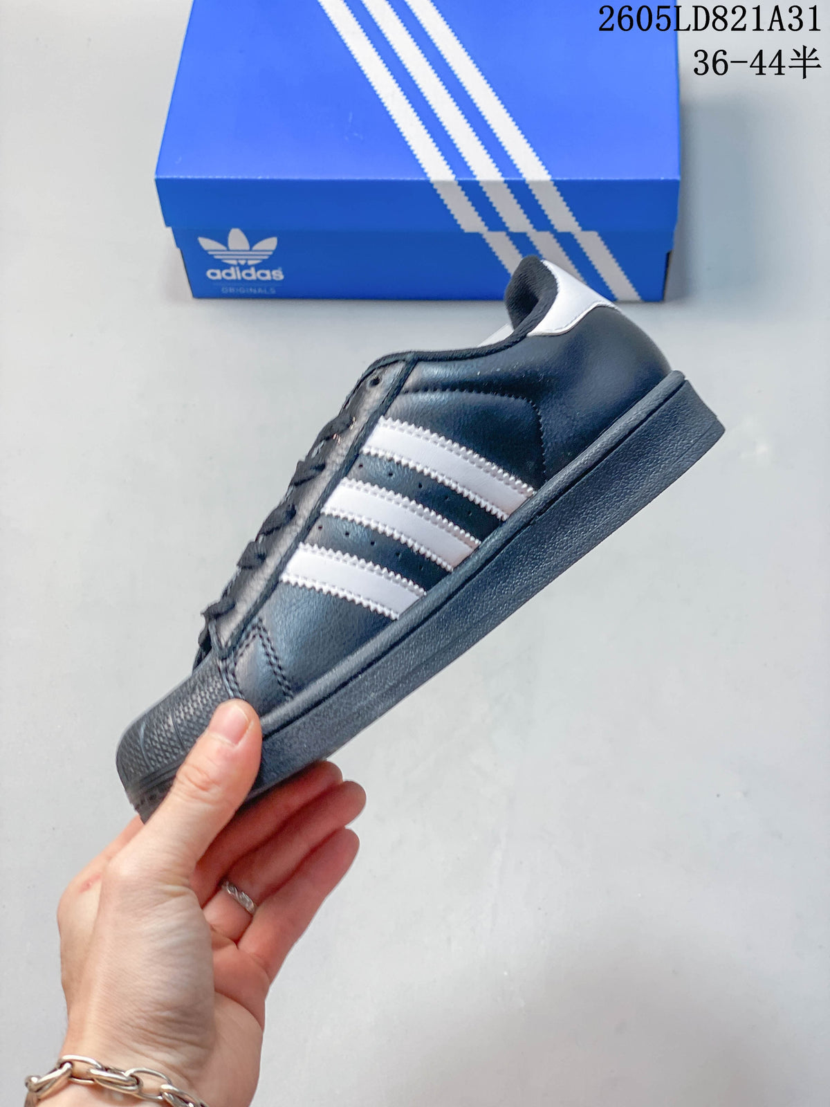 Adidas Superstar Black and White Shell-Toe Sneakers