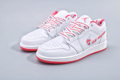 Front three-quarter view highlighting the perforated toe boxes, striped laces, and contrasting red outsoles.