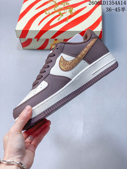 Nike Air Jordan 1 x Travis Scott Low-Top Sneakers, Brown and White