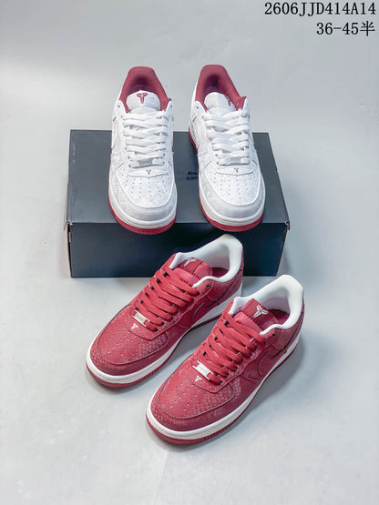 Nike Air Force 1 '07 Low Sneakers, White and Red