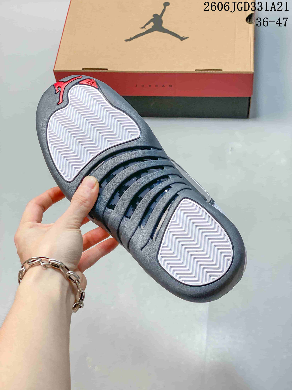 Jordan Air Jordan 12 High-Top Basketball Shoes, White/Grey, 308317-001