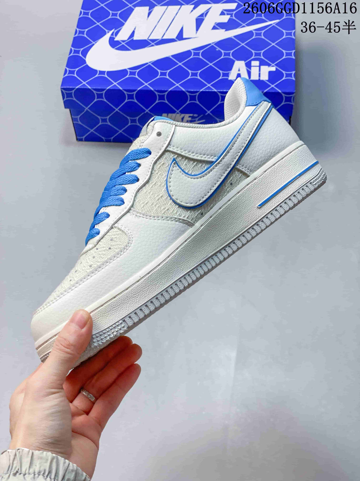 Nike Air Force 1 Low White and Blue Sneakers