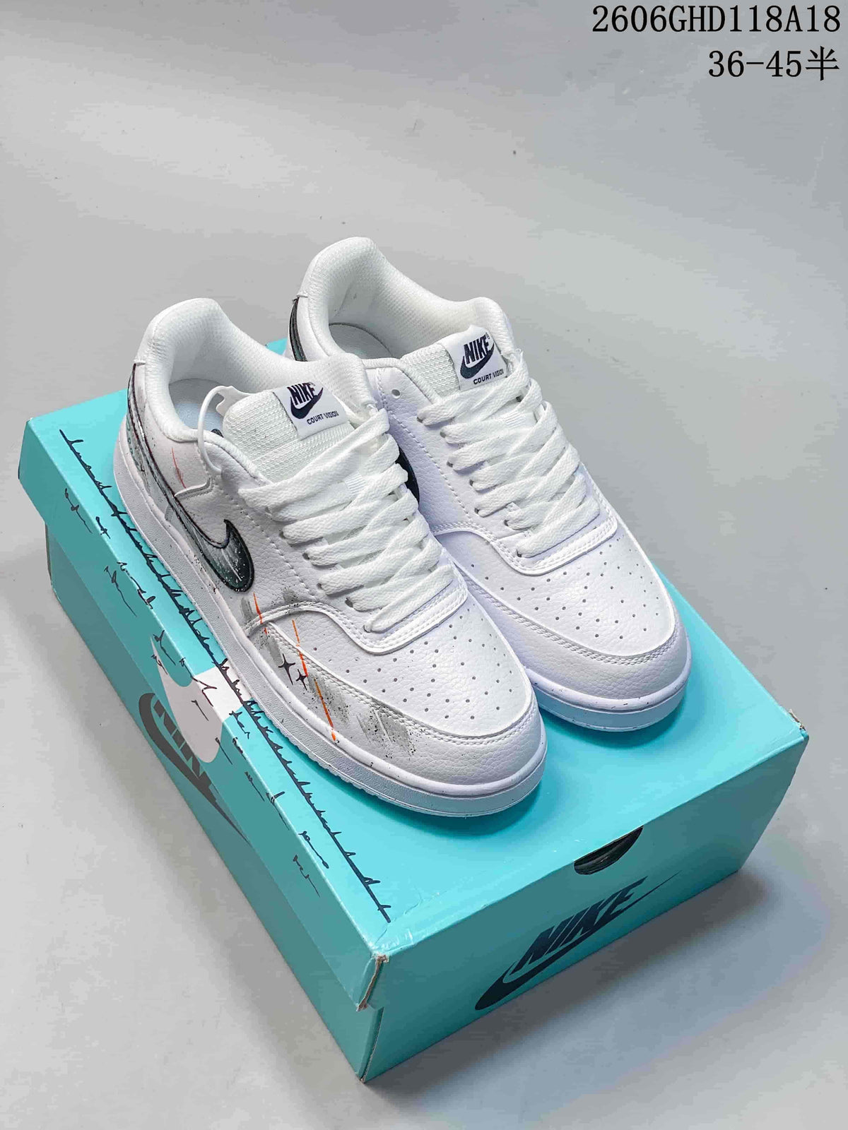 Nike Court Vision Low DIY White Custom Sneakers