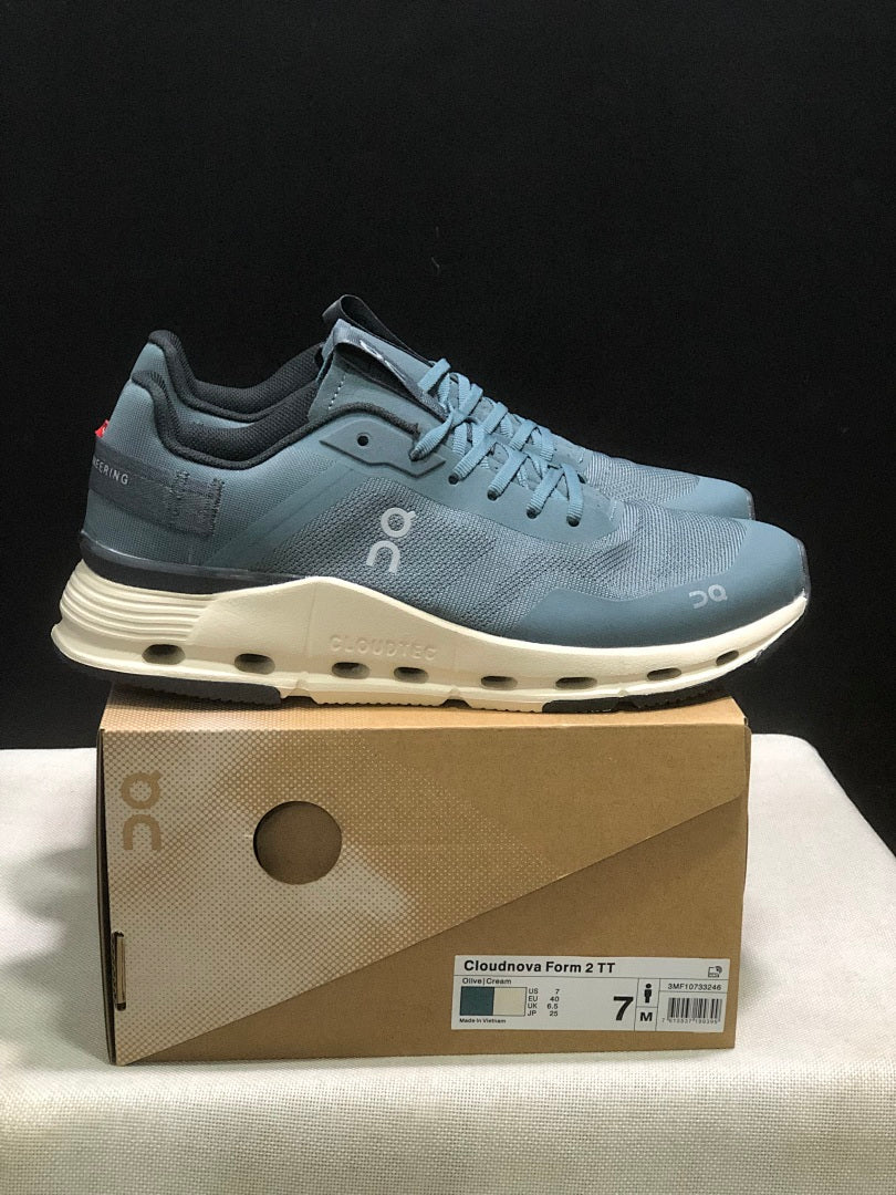 On Cloudnova Form 2 Sneakers in Blue and Cream