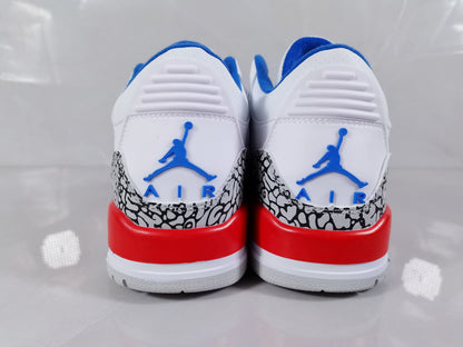 Jordan 3 Retro White Red Blue Sneakers