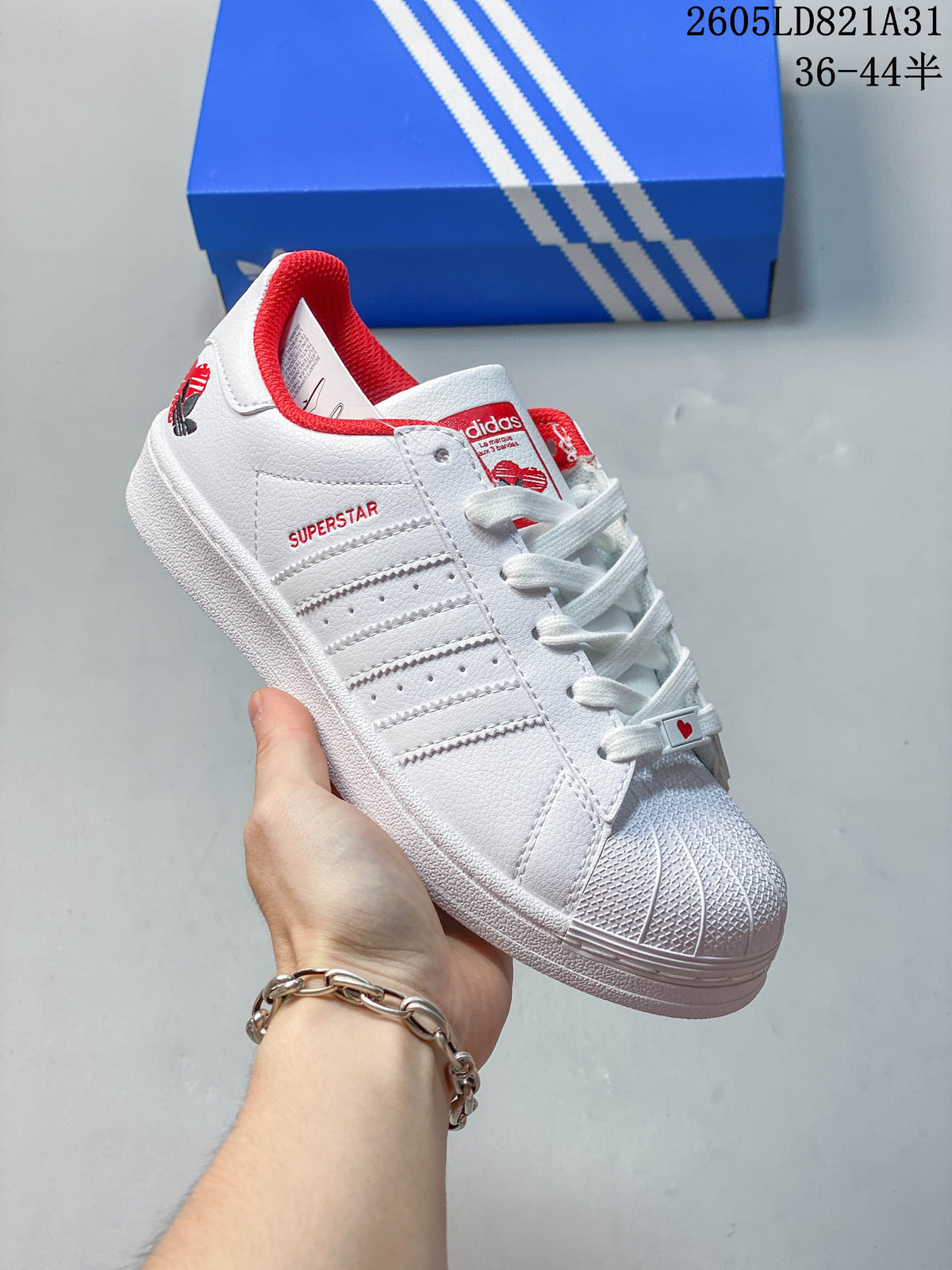adidas Superstar Shell-Toe Sneakers in White and Color Accents