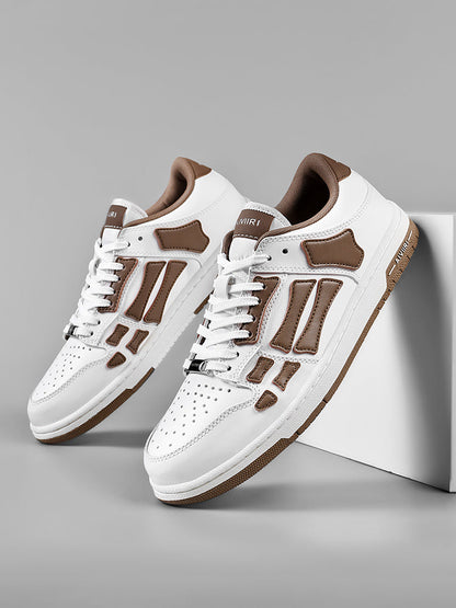 AIVIRI MFS003-126 White and Brown Low-Top Sneakers