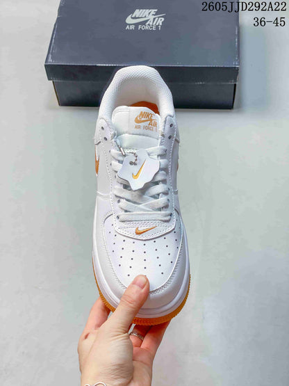 Nike Women’s Air Force 1 Shadow Sneakers, White and Orange