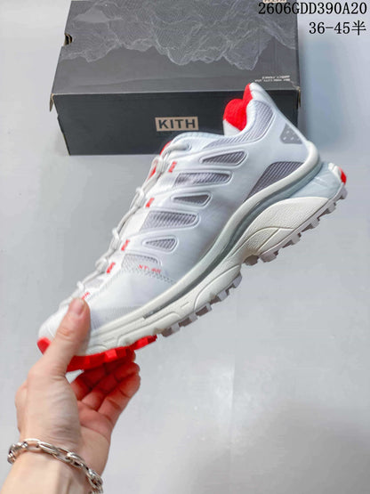 Salomon x Kith XT-4K Trail Running Shoes, White and Red
