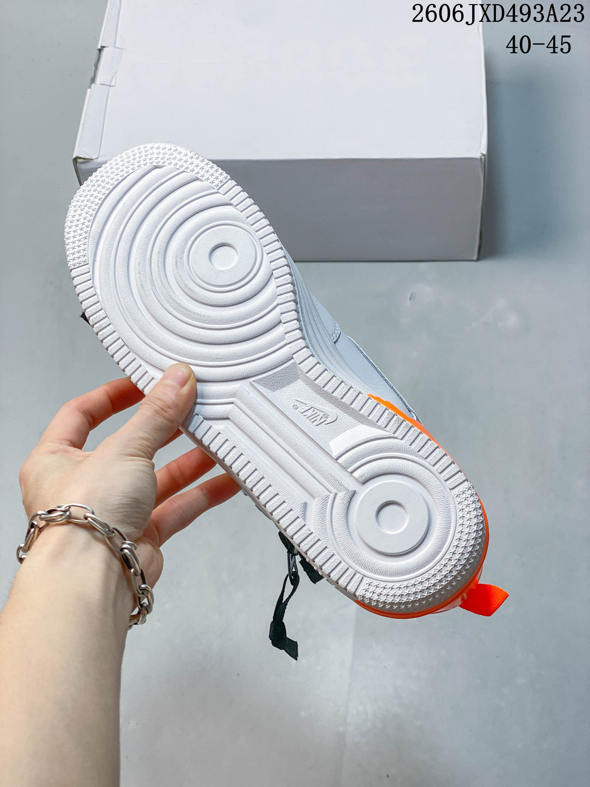 Nike Air Force 1 '07 Low White Sneakers with Orange Heel
