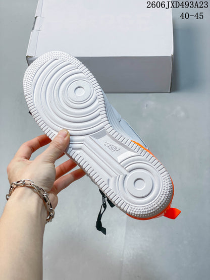 Nike Air Force 1 '07 Low White Sneakers with Orange Heel
