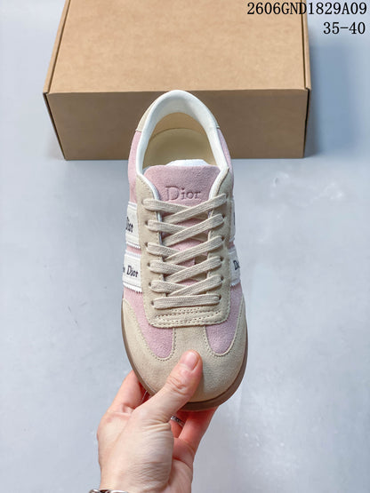 Dior Ribbon Pink and Beige Low-Top Sneakers