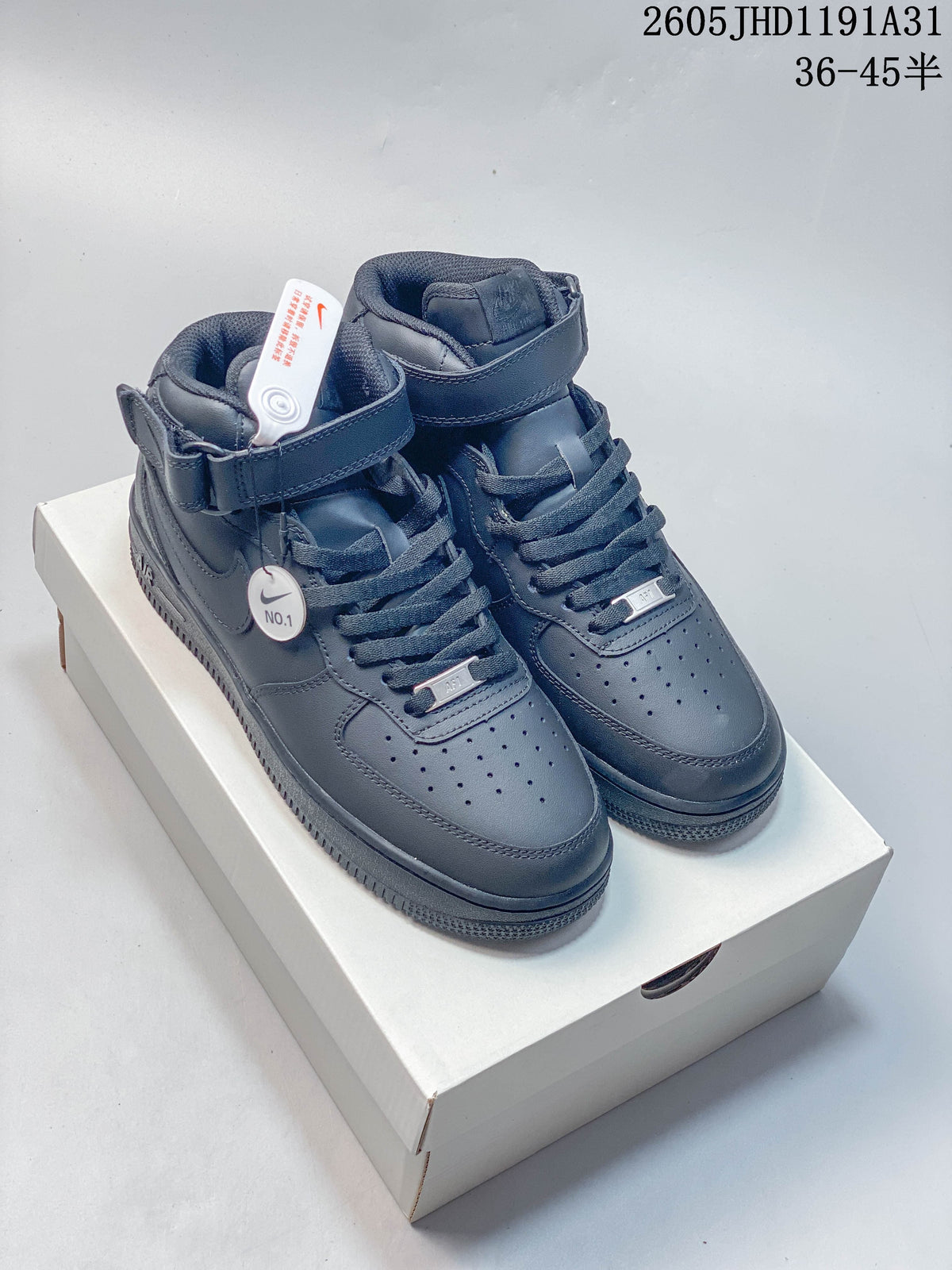 Nike Air Force 1 Strap High-Top Sneakers, White and Navy