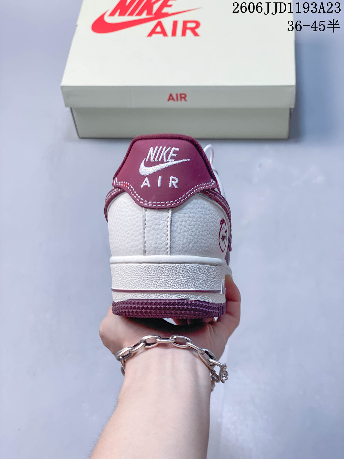 Nike Air Force 1 Low White Burgundy Sneakers