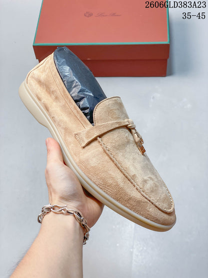 Loro Piana Tassel Loafers in Navy and Beige