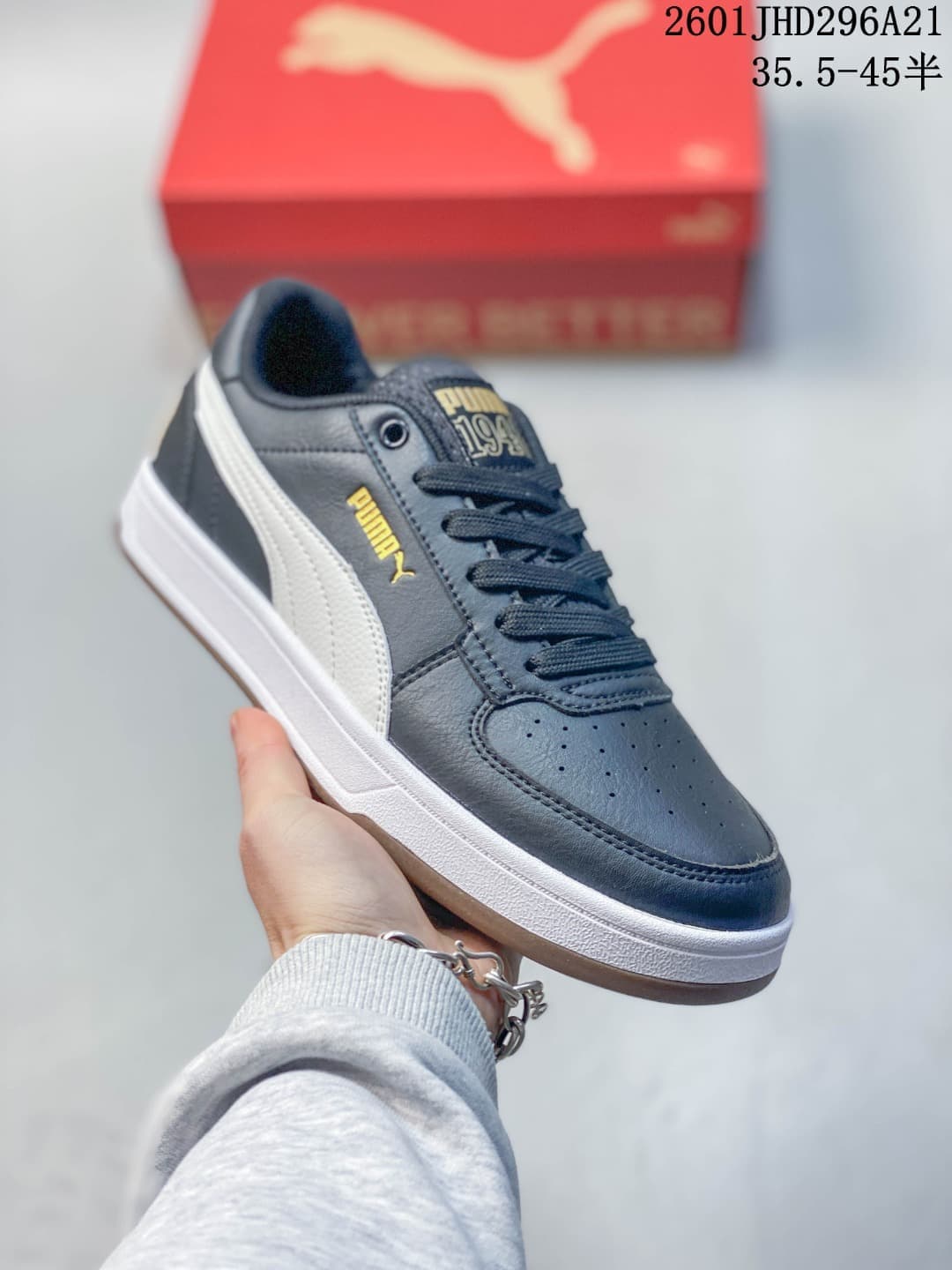 PUMA Caven 2.0 Retro Low-Top Sneakers, Navy and White