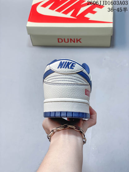Nike SB Dunk Low White and Blue Low-Top Sneakers
