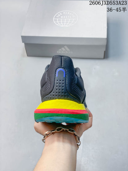 Adidas PureBoost 21 Running Shoes, Charcoal with Multicolor Sole