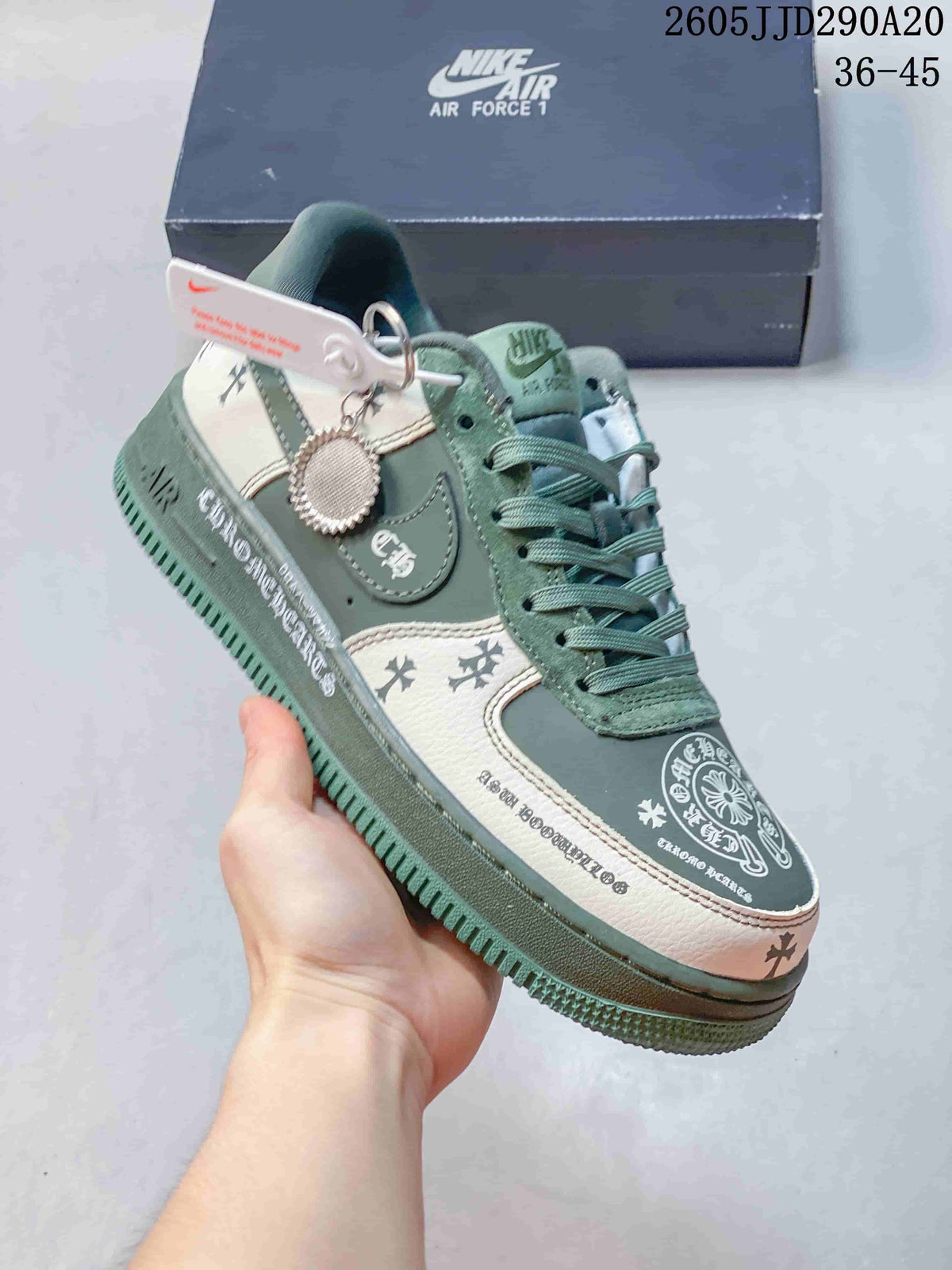 Nike Air Force 1 Low Sneakers in Sage Green and White