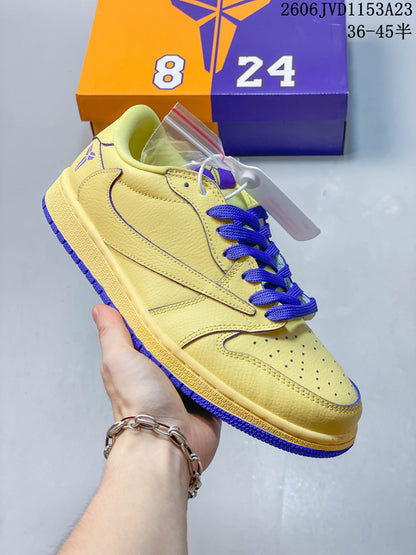 Nike Air Jordan 1 Low-Style Sneakers with Contrast Swoosh