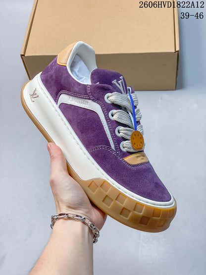 Louis Vuitton Purple Low-Top Lace-Up Sneakers