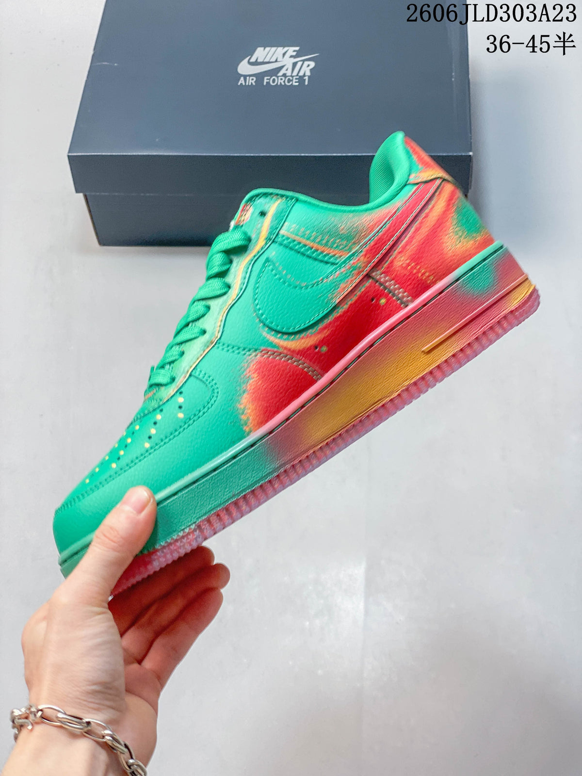 Nike Air Force 1 '07 Low Sneakers in Green and Coral